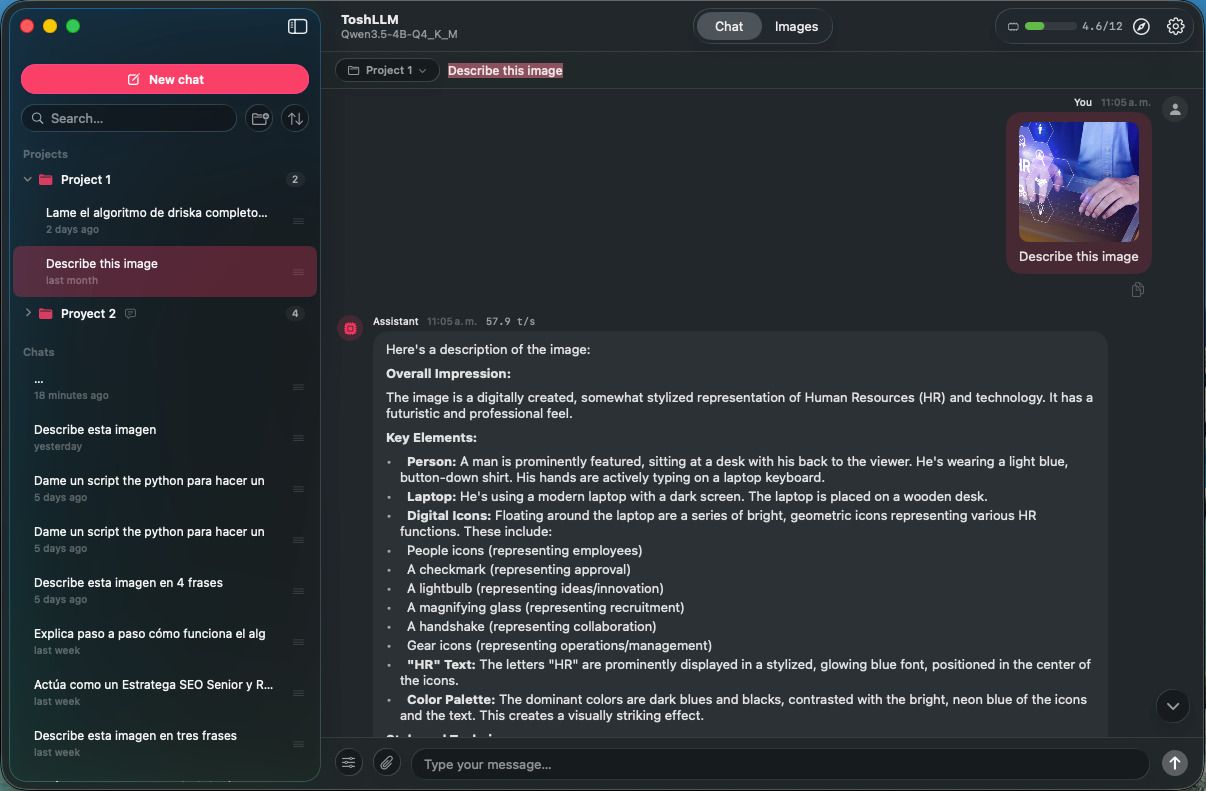 ToshLLM local multimodal chat interface